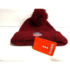 Union Pacific Pom Beanie Hat Elevate U-Vault Knit Toque Red Heather NWT Gorpcore